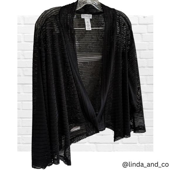 Catherines 3X Black Mesh Lacy Cropped Cardigan Top Whimsygoth Fairy Grunge Layer - Picture 3 of 8